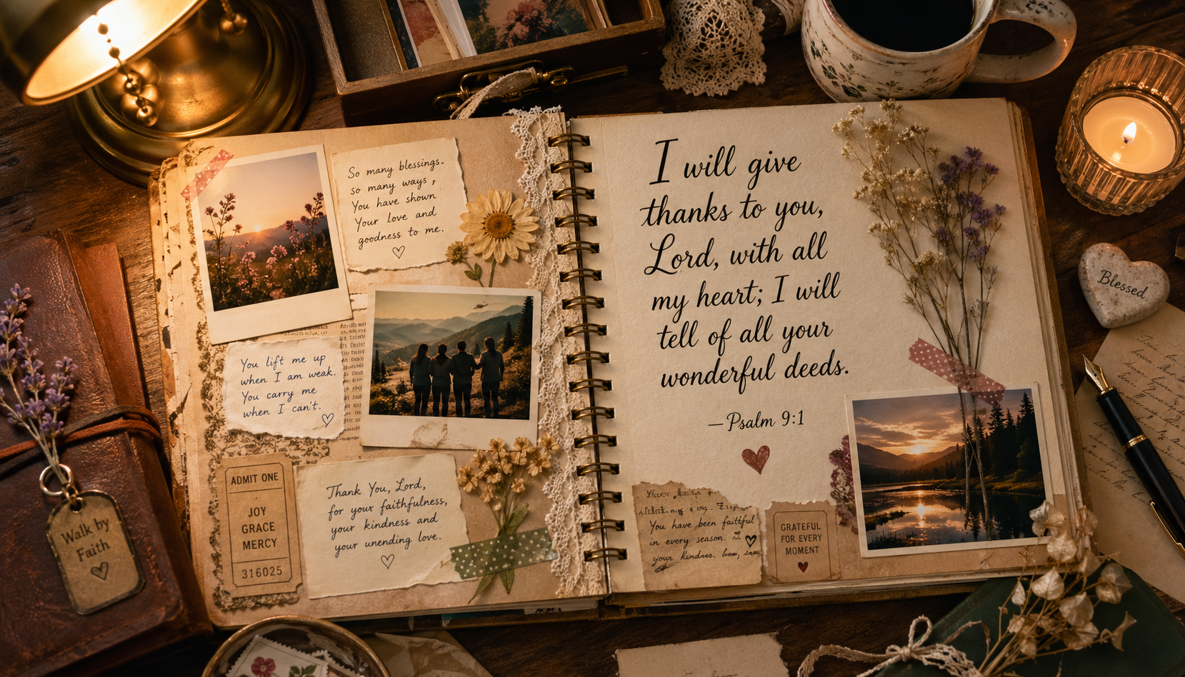 Psalm 9:1 -- All My Heart Scrapbook Memories Wallpaper